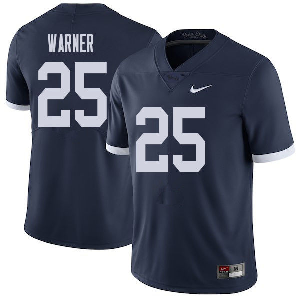 Men #25 Curt Warner Penn State Nittany Lions College Throwback Football Jerseys Sale-Navy